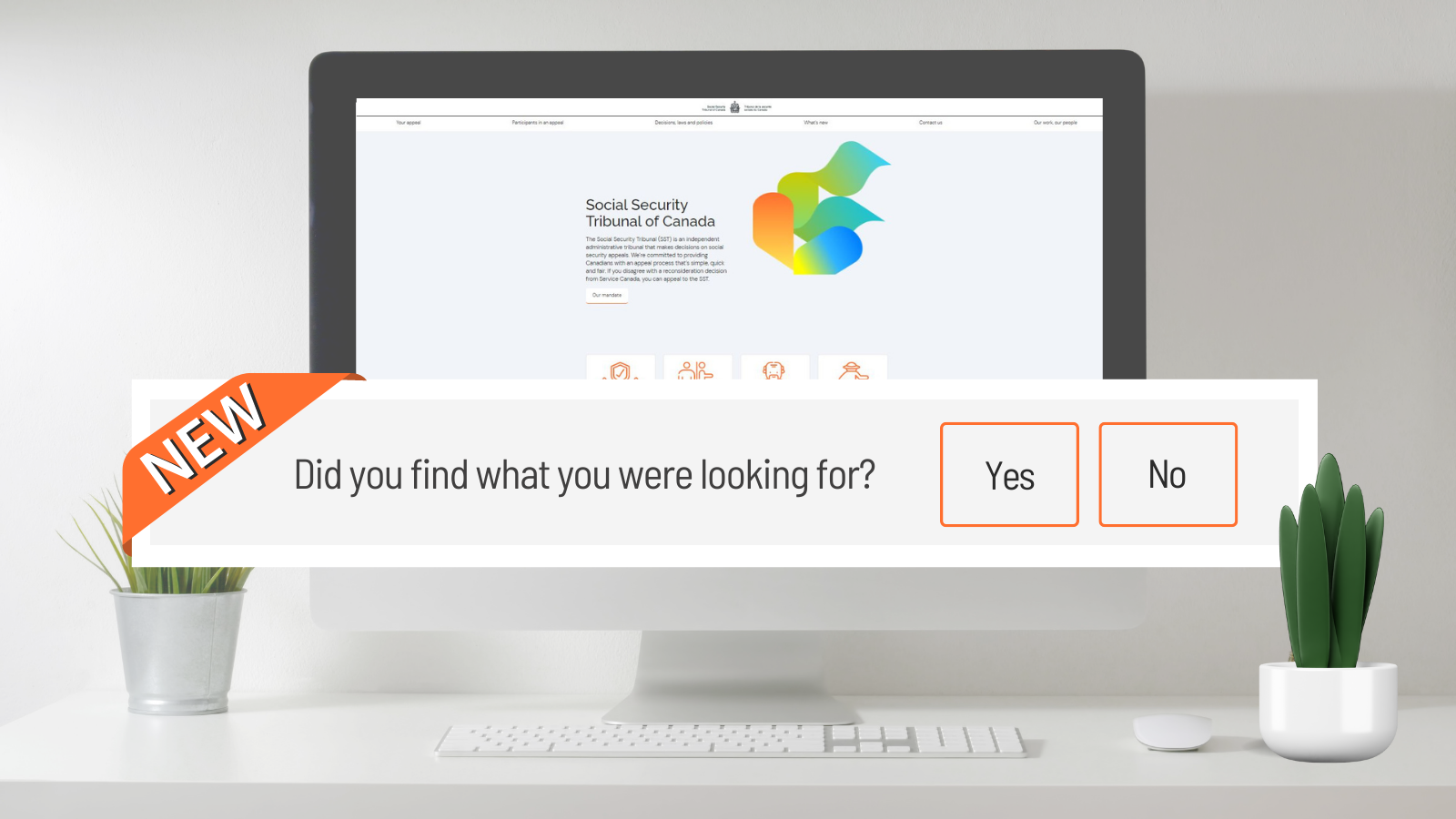 Question: “Did you find what you were looking for?” with the option to choose “Yes” or “No.”