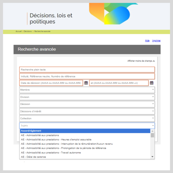 Filtres avancés pour les décisions TSS